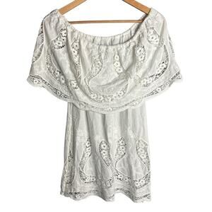 Anne Fontaine Floral Eyelet Lace Off Shoulder Dress White Size 36
